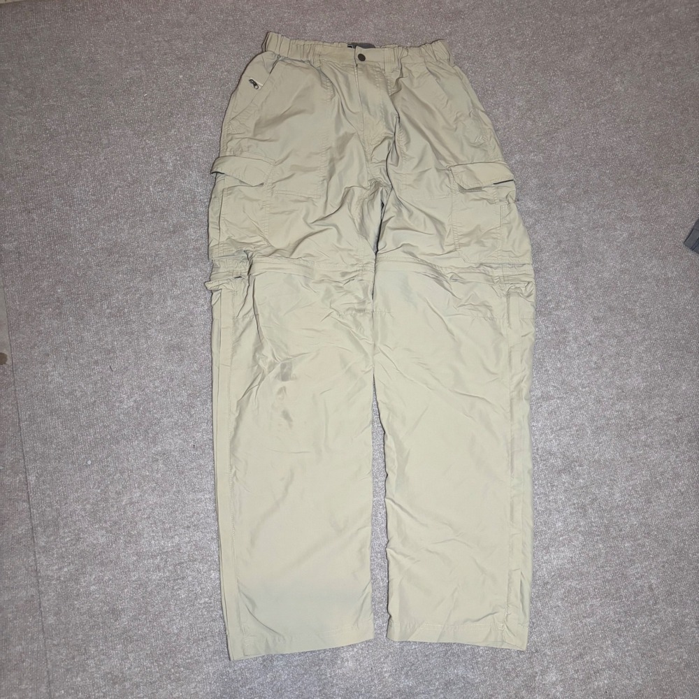 REI Sahara Convertible Cargo Hiking Pants Mens Medium M 32L Tan Khaki Nylon